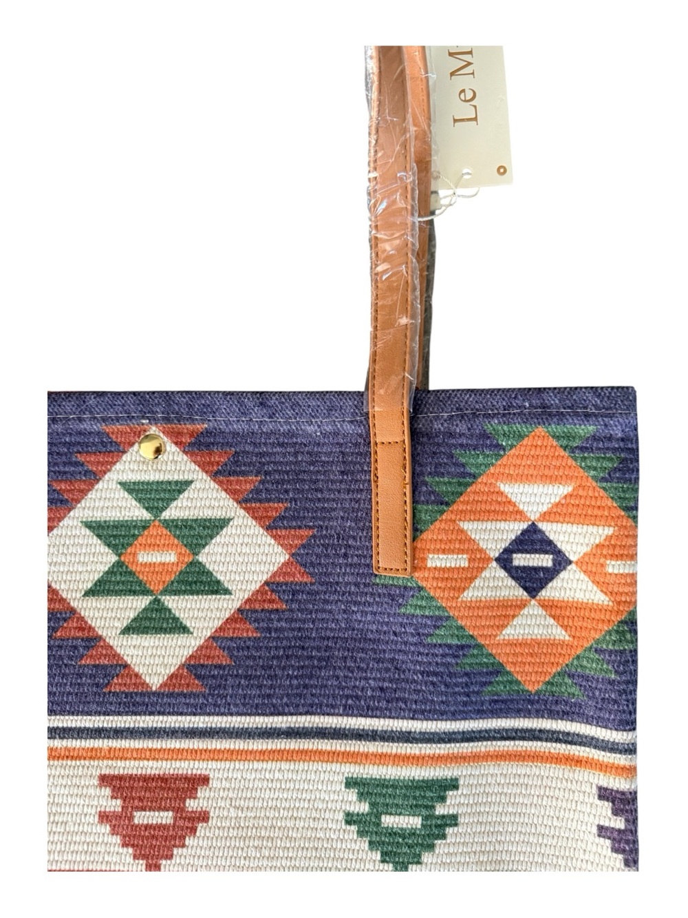 3 Woven Patterned Tote Bags New Cloth Woven Snap Closure - Multi Patterns - Picture 8 of 10